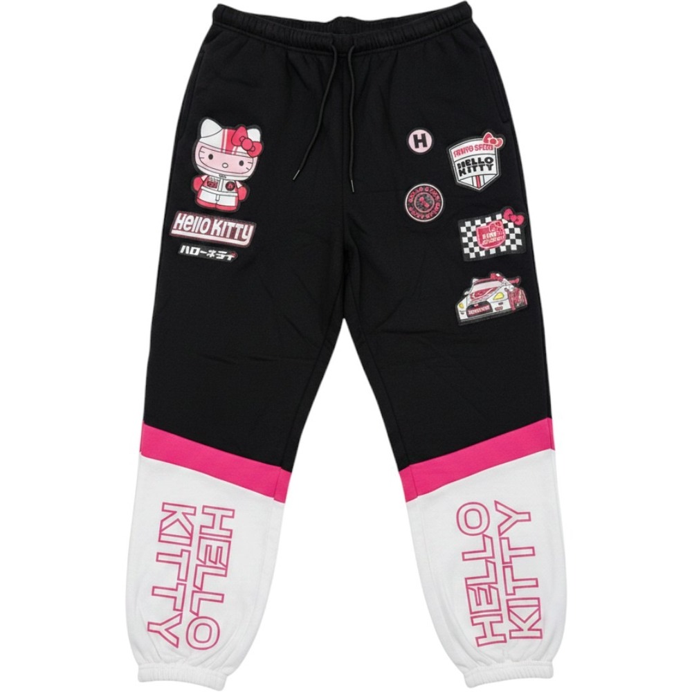 Hello Kitty Jogger Women XXL Black NWT Tokyo Speed Racing Patches Sweatpants